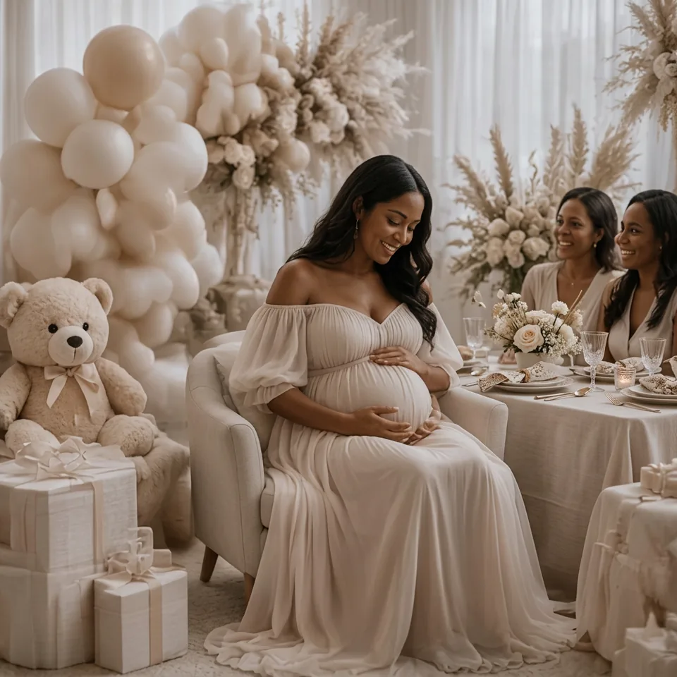 Beautifully decorated neutral baby shower