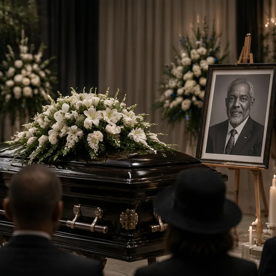 Dignified memorial service with floral arrangements