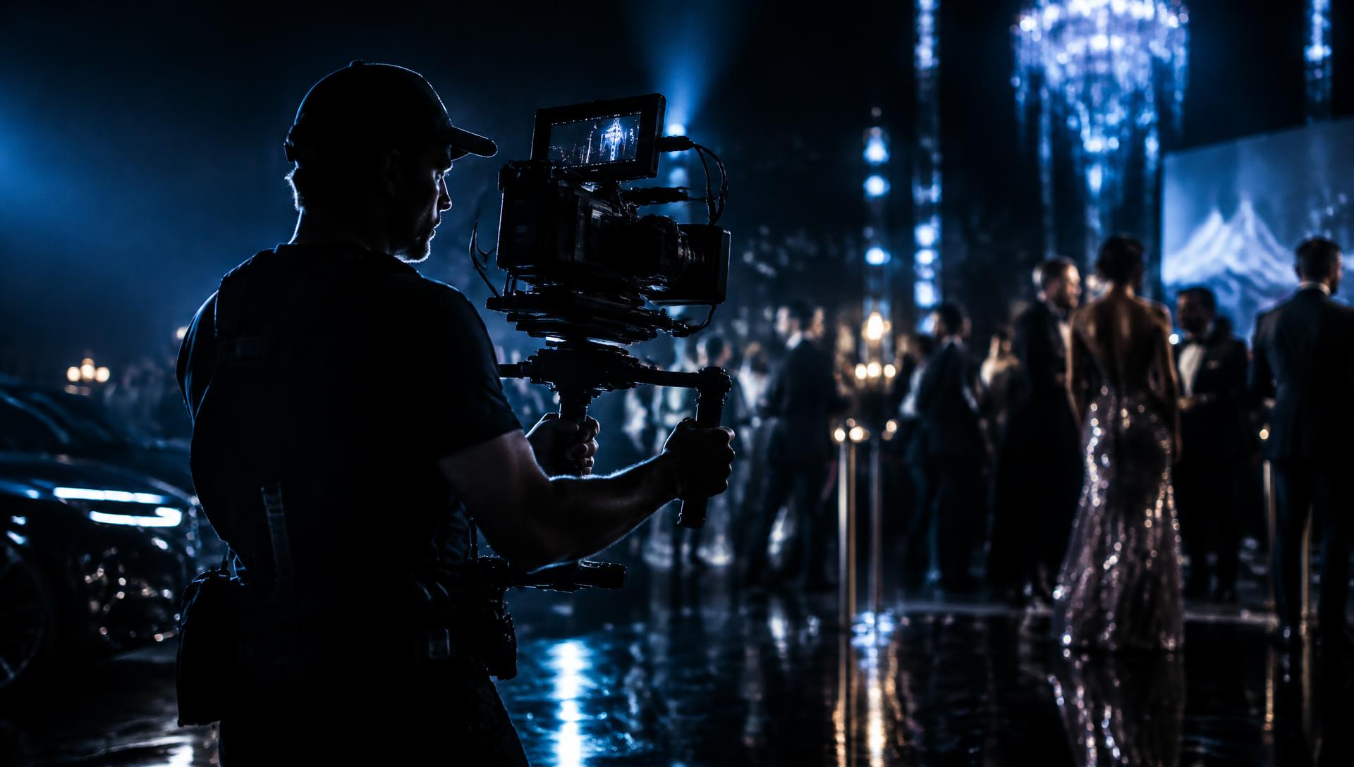 Professional video crew filming a live event